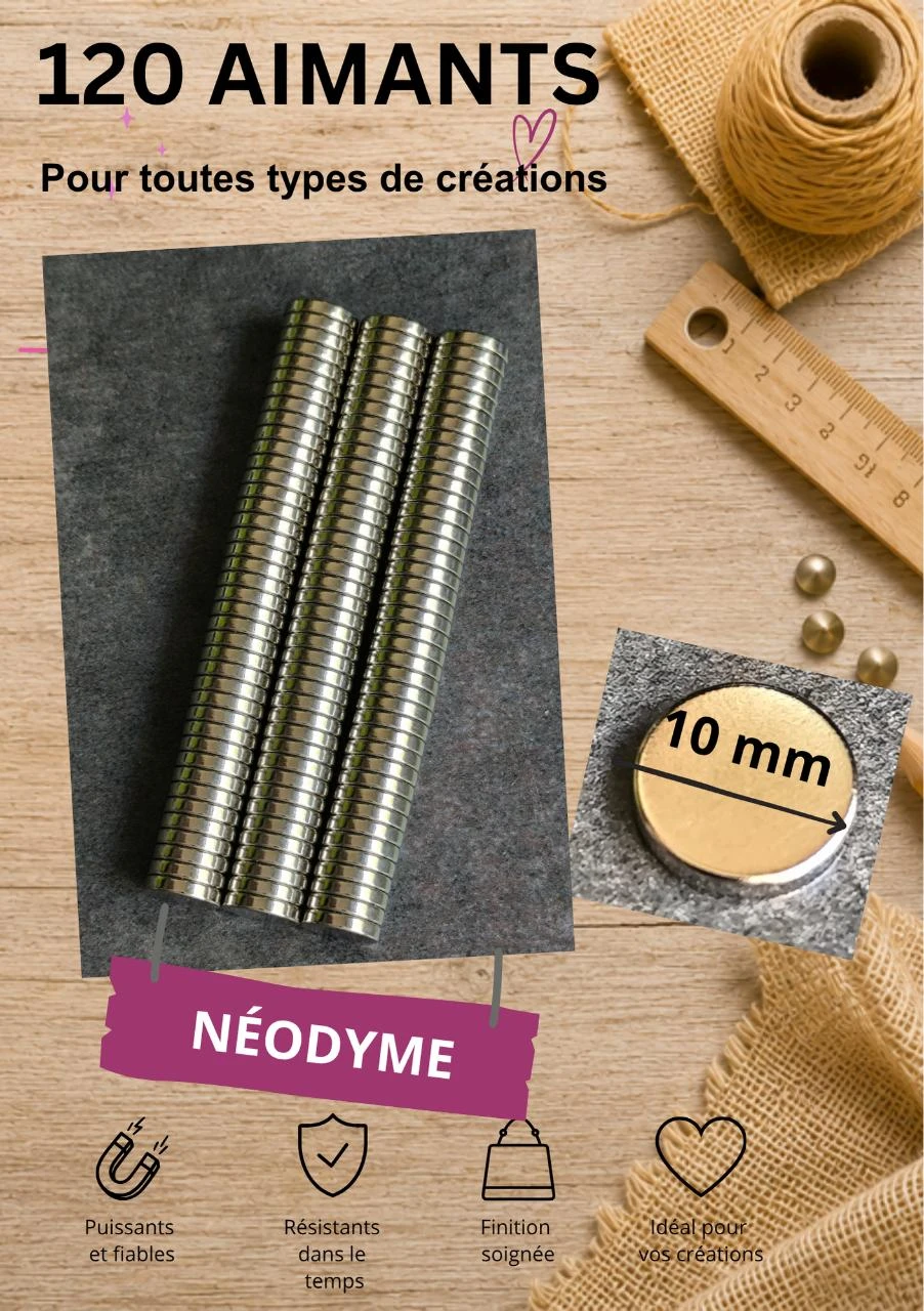 Lot de 120 aimants très puissants néodyme 10mm neuf